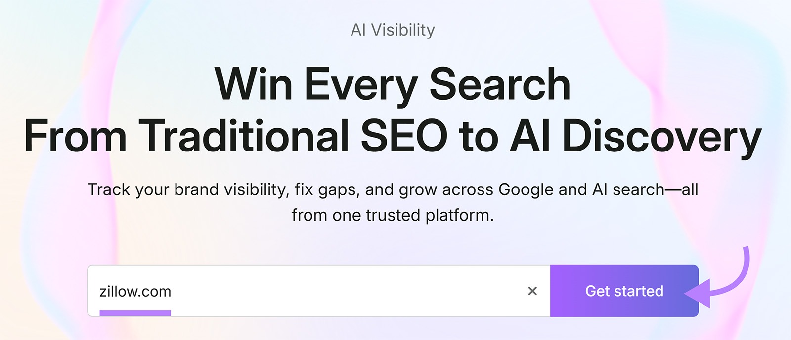 Semrush AI Visibility 仪表盘,展示品牌 AI 可见性概览数据