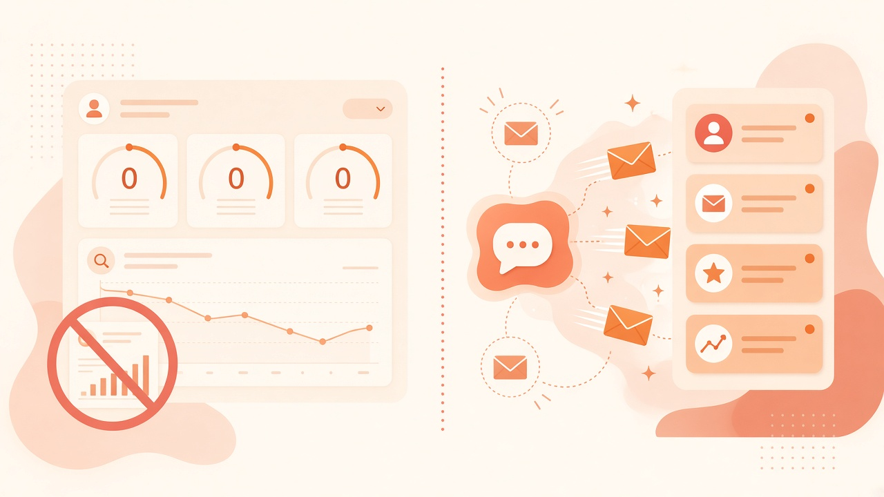 GSC与SEMrush显示零流量却有AI询盘的对比概念图