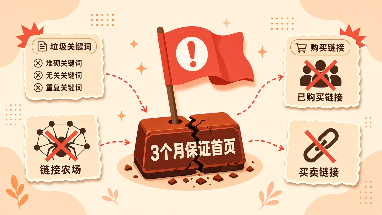 为什么「3个月保证首页」多半是坑：废词与黑帽拆解