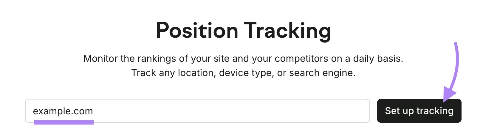 Position Tracking 工具:输入域名并点击 Set up tracking